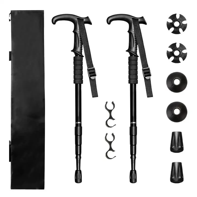 Trekking poles Retractable 2-piece trekking poles Design with ergonomic handle Four-section camping equipment with shoulder backpack