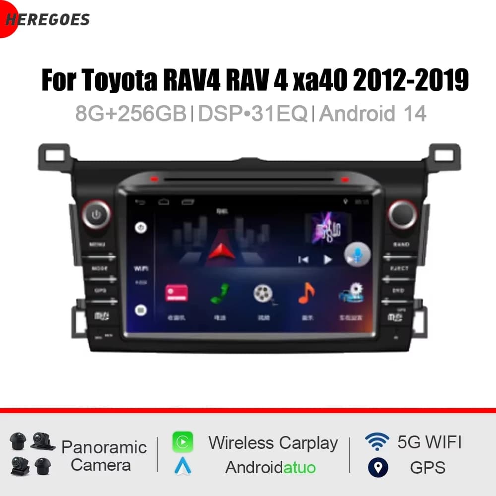 Autoradio 8" CarPlay Android 15 con 12GB RAM 256GB ROM, Bluetooth, GPS, Navigazione Multimediale per Toyota RAV4 RAV 4 xa40 2012-2019