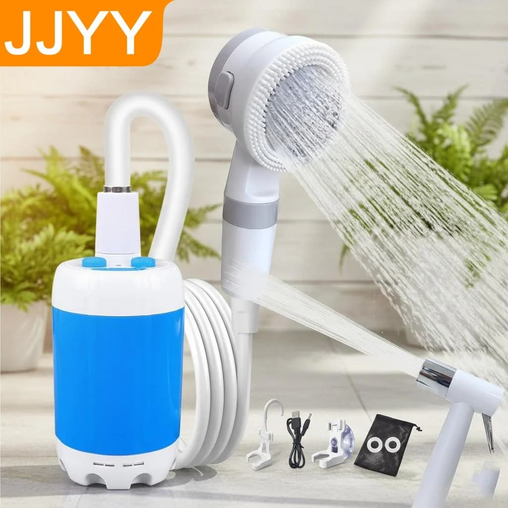 Doccia Portatile Ricaricabile per Esterni, Design Compatto, Getto Delicato, per Lavaggio Auto, Irrigazione Fiori, Bagno e Toelettatura Animali