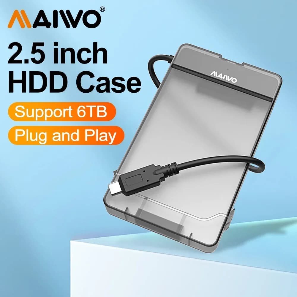 MAIWO Custodia per disco rigido esterno da 2,5 '' Tipo C USB3.0 Custodia per disco rigido SSD HDD da 5 Gbps Supporto UASP per PC portatile