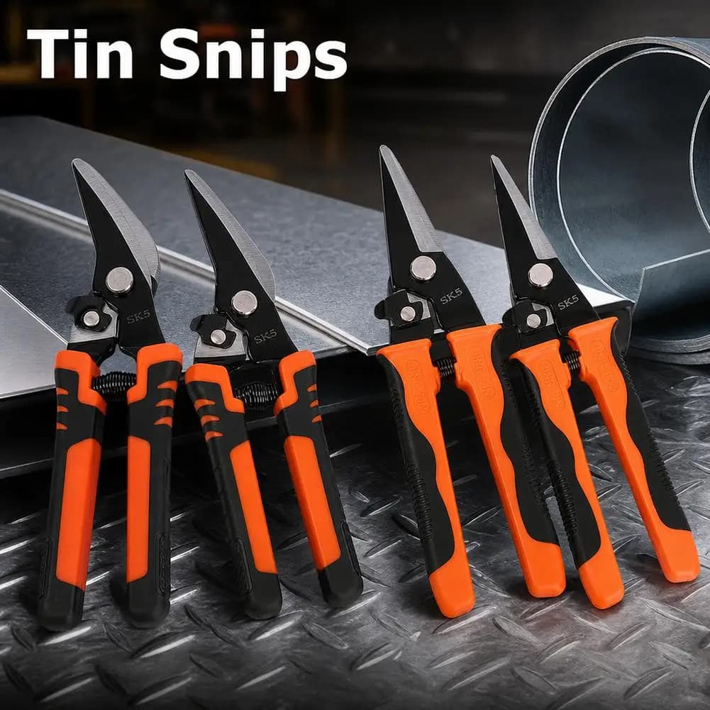Iron Sheet Scissors Ergonomic Orange/Black Handle Straight Head Elbow Iron Scissors Pliers for Duct Wire Cutting Tool 1pcs