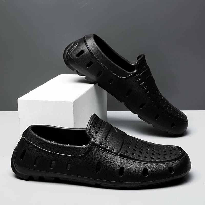 YUYIN Pantofole da uomo in Eva, scarpe antiscivolo, taglia grande 46, comode scarpe da guida in pelle, scarpe casual