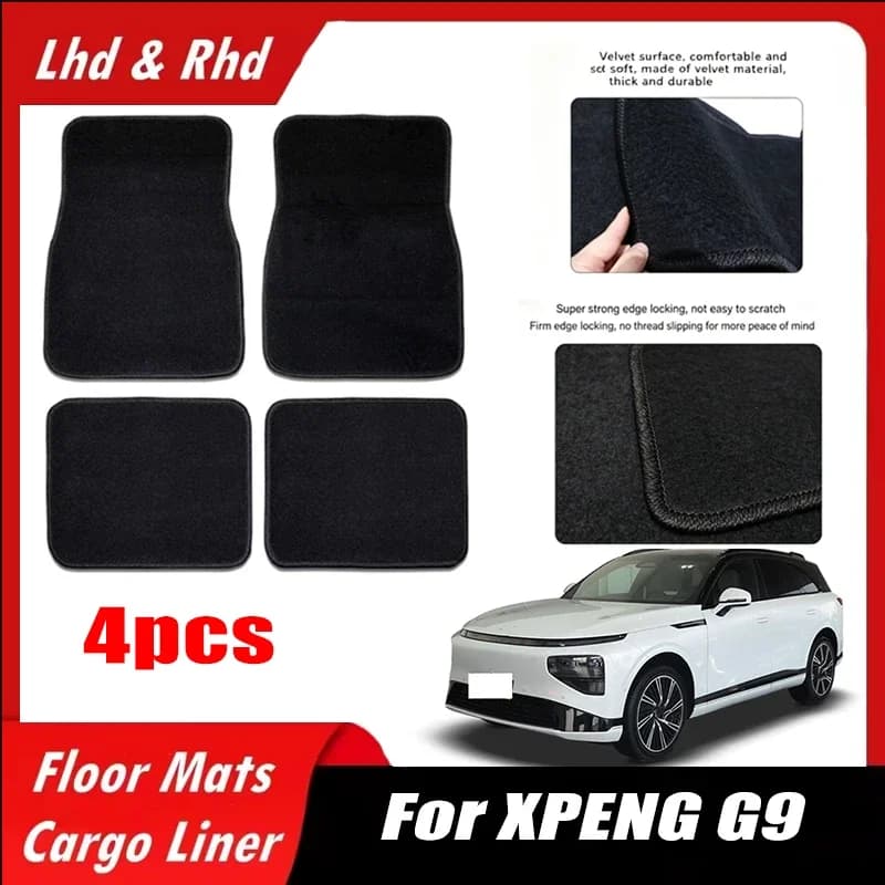 4pcs Car Floor Mats All-Weather Easy To Clean Durable Anti-Slip Interior Protection Floor Liners For XPENG G9 Accessories