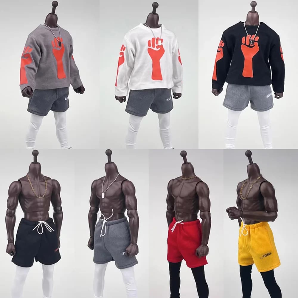 1/6 scale Hip Hop Trendy Big Size loose sweatshirt Sport shorts Casual Leggings tight pants for Yoga model Action Figure 12"