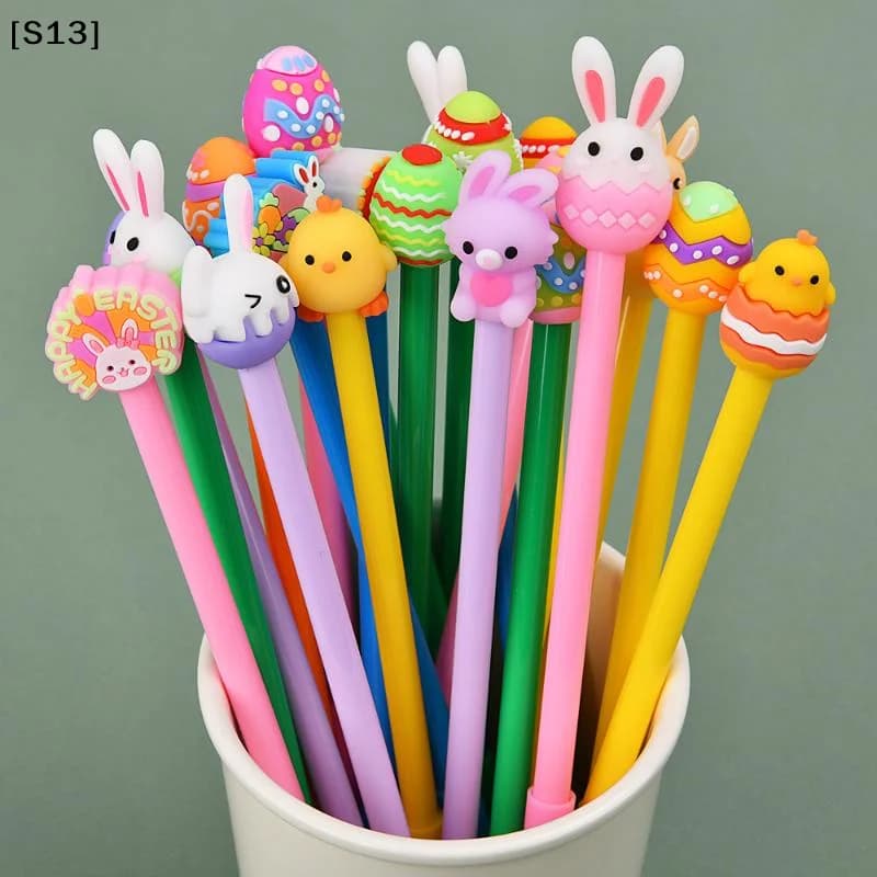 1/5/10Pcs Easter Cartoon Silicone Rabbit Gel Pen Cute Writing Pen For Students Stationery School Supplies Creative Gift[Q]Q@