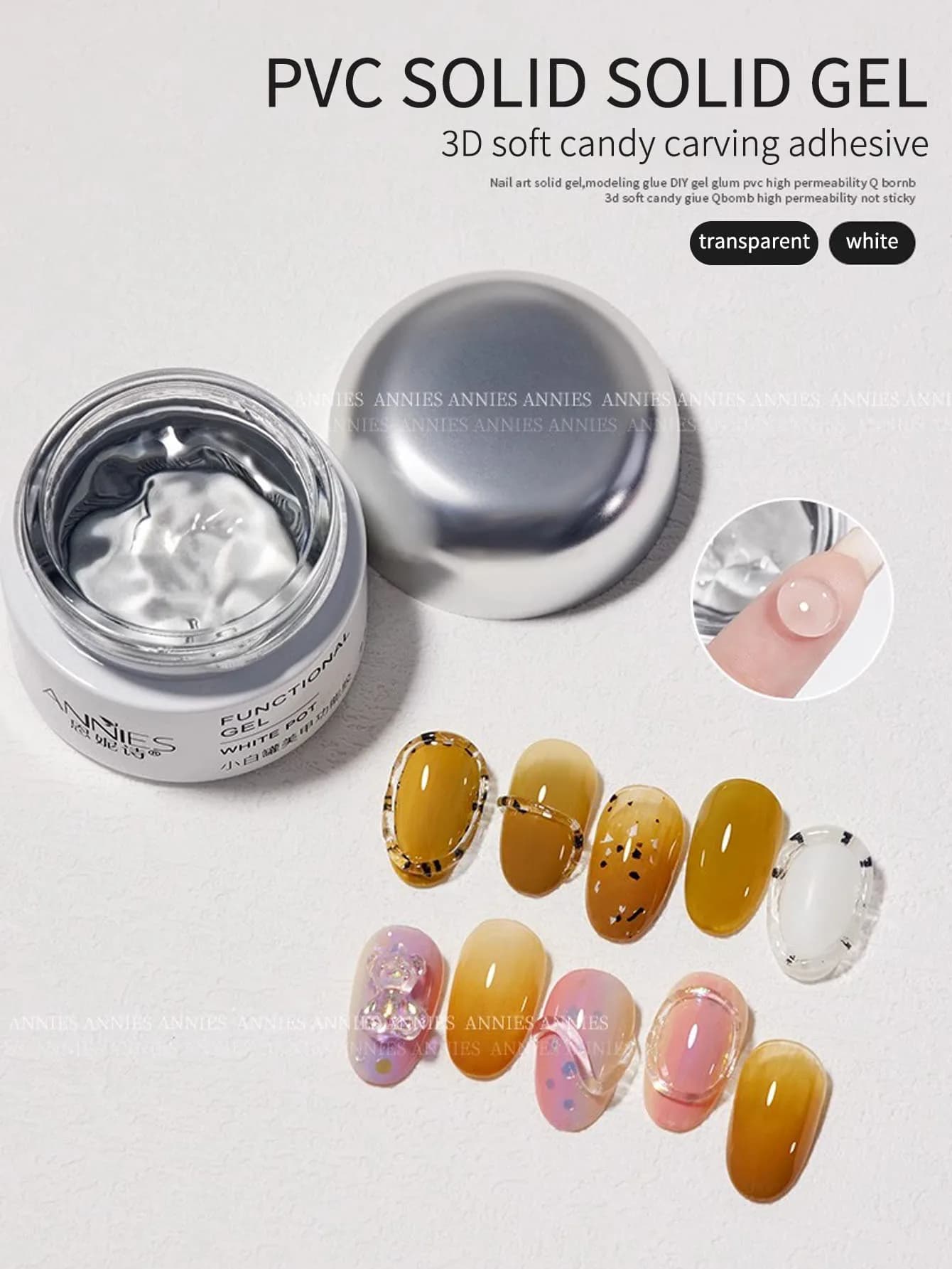 20g PVC Solid Gel 3D Fudge Cut-out Gel Nail Polish Soak Off Paint Semi Permanent Uv Led Gel Modeling Gel Transparent glue