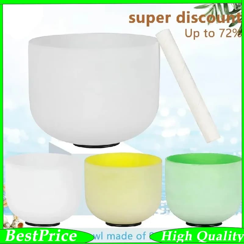 8" 10" Crystal Singing Bowl B/G Note Frosted Quartz Chakra Tibetan Singing Bowl Meditation Yoga Sound Healing Mallet And O-Ring
