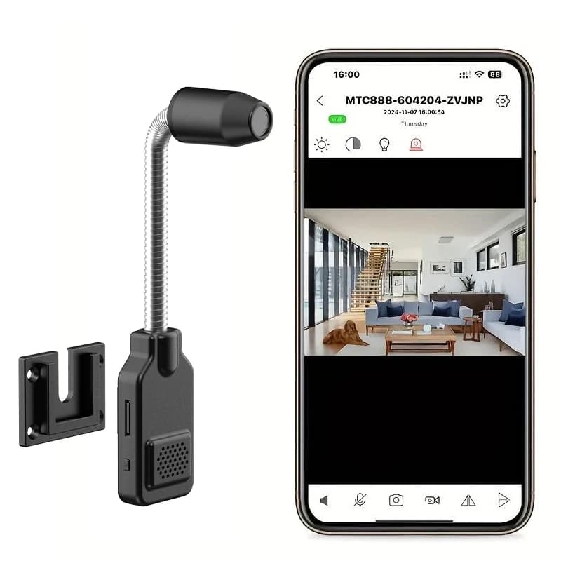 Compact indoor plug-in smart security camera W7, Full HD video, night vision, motion detection, bidirectional audio, pet camera