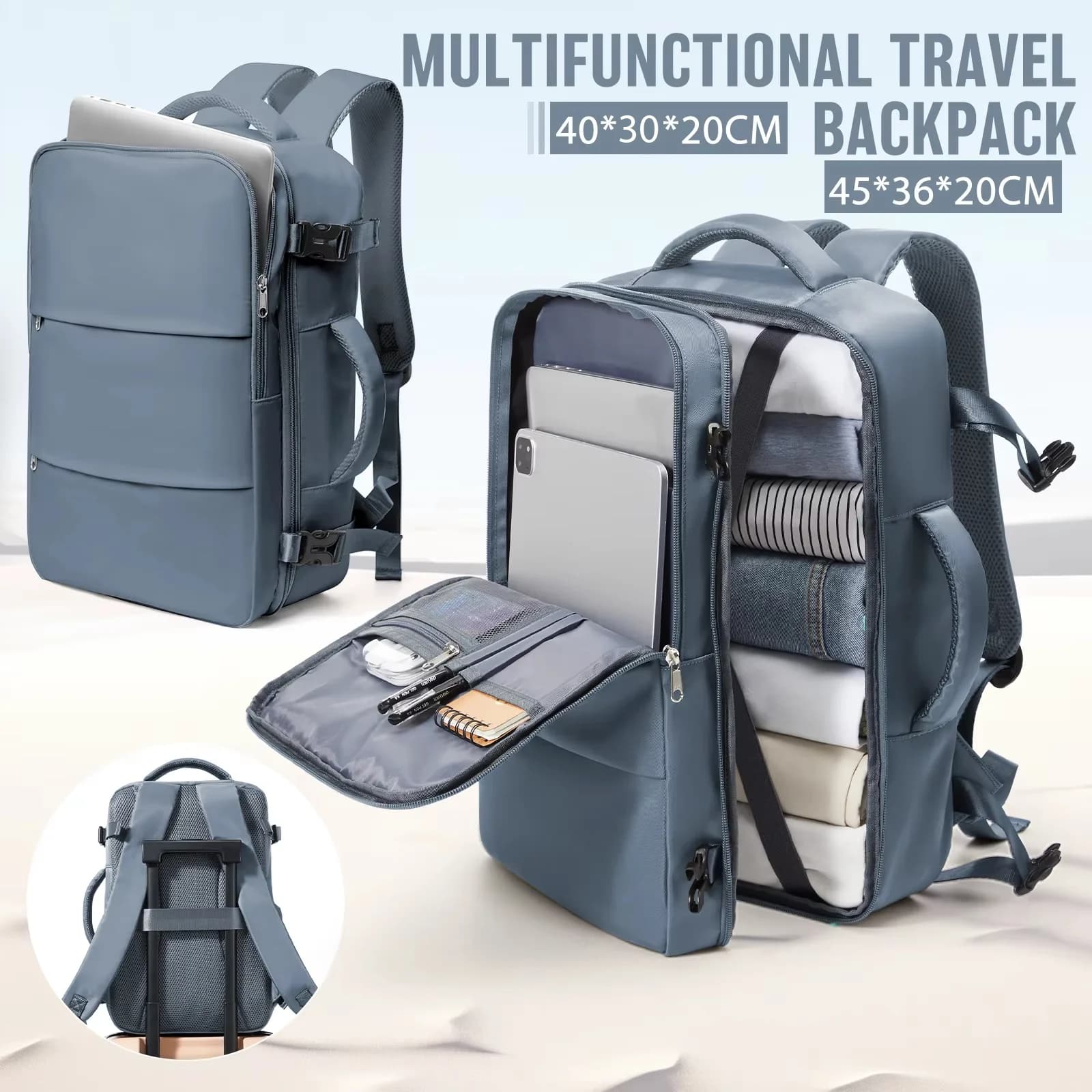 Ryanair 40x30x20 Zaino da viaggio Cabina Aereo Easyjet 45x36x20 Valigie Zaino impermeabile Laptop Packbag Cabina Bagagli Bag