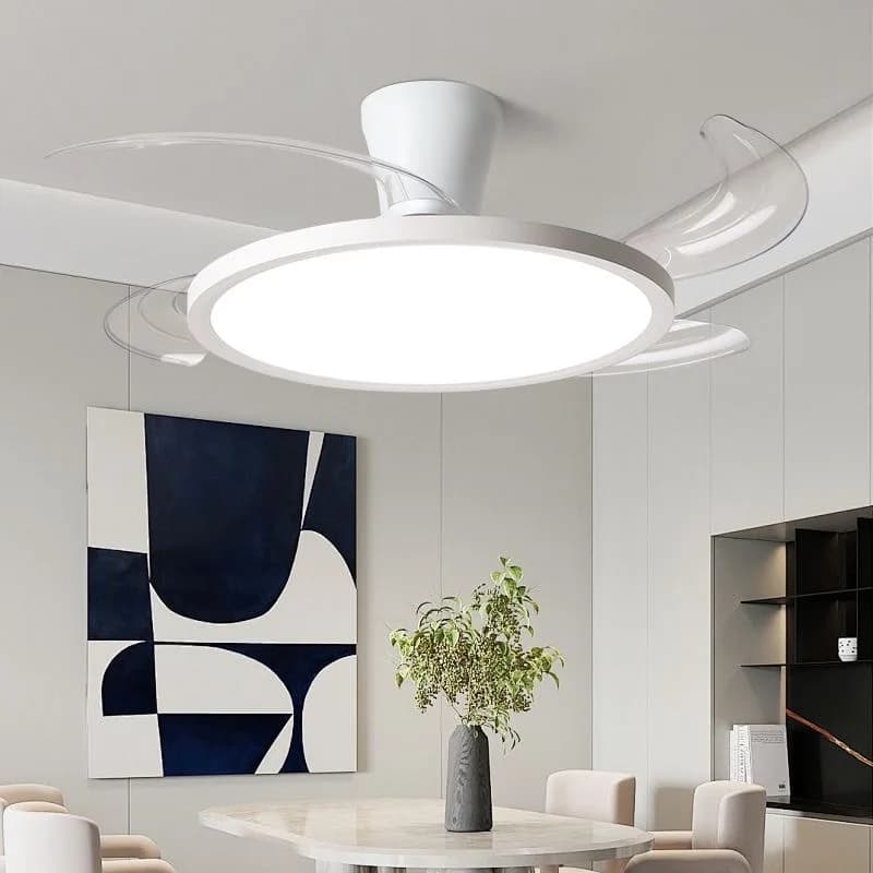 Modern Invisible Ceiling Fan With LED Light DC Motor Large Air Volume Remote Control For Bedroom Dining Room