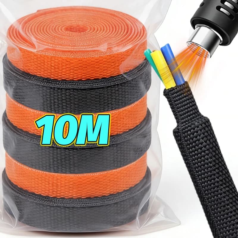 Guaina termorestringente intrecciata 1-10M per cavi, isolante ignifuga, avvolgicavo, organizer e protezione