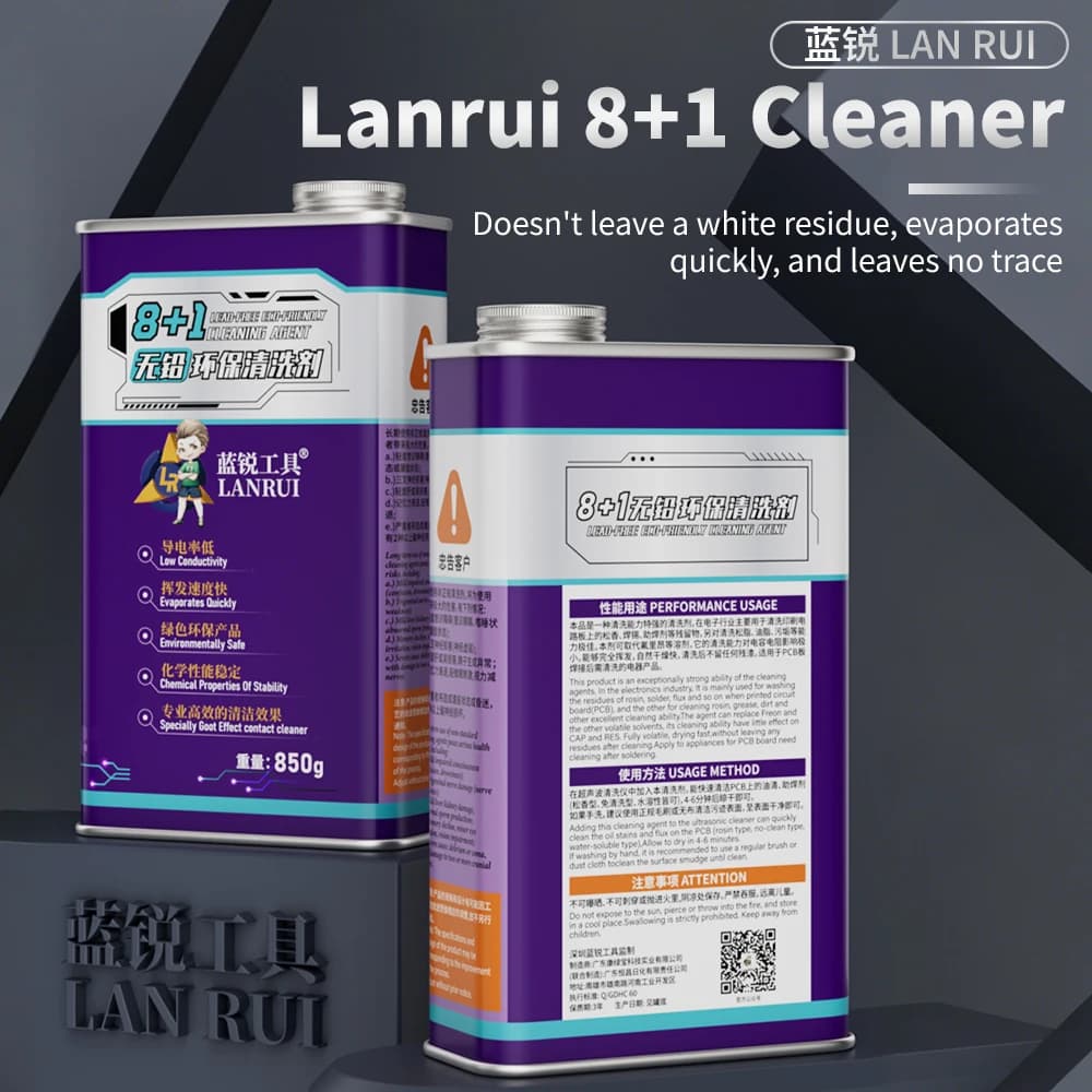 LANRUI 8+1 Detergente Ecologico Senza Piombo per Circuiti Stampati, Soluzione per Rimozione Resina per Riparazione Schede Madri di Telefoni Cellulari