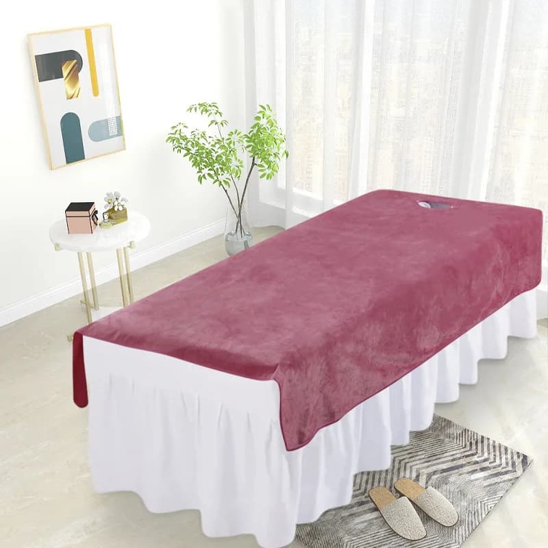 Lenzuola in Velluto Solido per Lettini da Massaggio e SPA, Copriletto Caldo per Centri Estetici, Morbide Lenzuola con/senza Foro