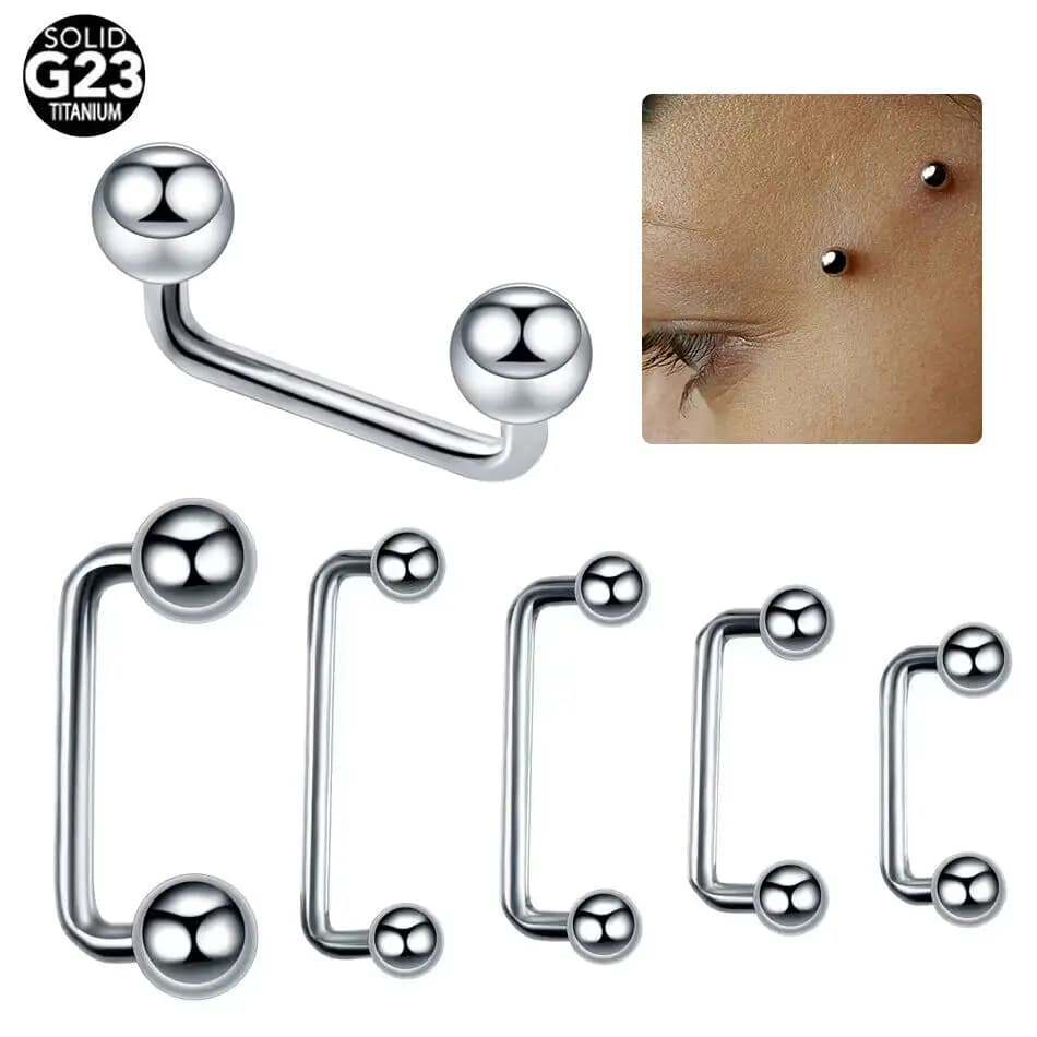 10 pz/lotto Titanio Superficie Piercing 8mm-14mm Doppia Sfera Staple Superficie Piercing Bilanciere Micro Dermico Ancore Bar Uomini Gioielli