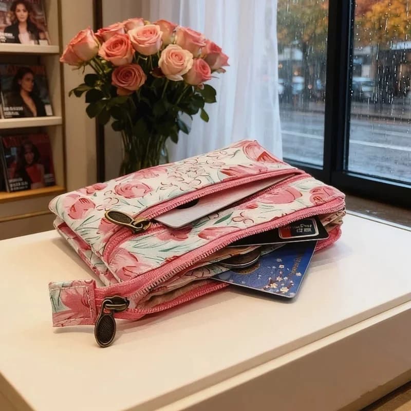 Portamonete da donna in cotone con motivo floreale, portafogli in tessuto femminili, piccole borse porta soldi, porta carte, borsette da donna, borsa per ragazze
