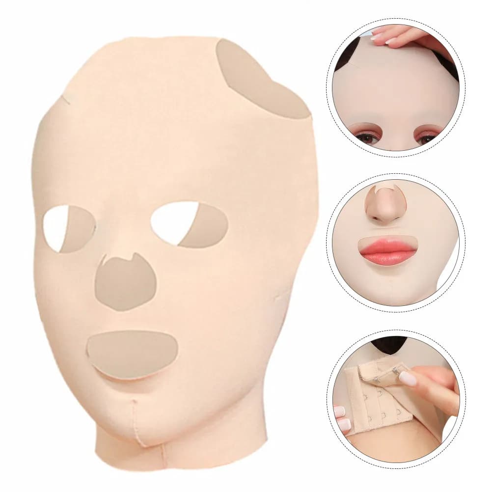 Elastic face mask without stitching, Ergonomic design, Breathable, Delicate on the skin, Complete cover, Lifting mask for Night use