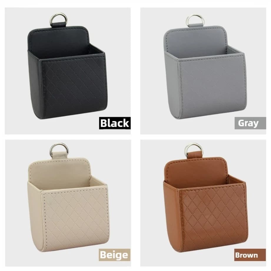 Borsa portaoggetti per auto Borsa per detriti per presa d'aria per auto per chiave del telefono cellulare Occhiali da sole Vent Cruscotto Tidy Scatola portaoggetti in pelle sospesa