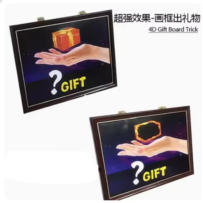 4D gift table trick - Magical tricks Comedia Palcoscenico Get a gift box from the frame Image Makeup Scene objects Accessories Mago Professional