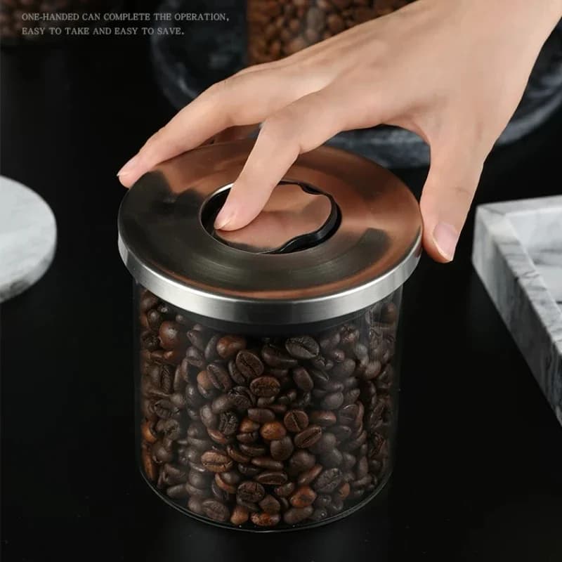 Glass Vacuum Air Sealed Coffee Bean Storage Snacks Dried Fruit Bottle Kitchen Tea Caddy