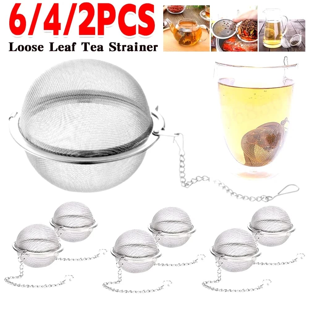 10-2pcs Stainless Steel Tea Ball Loose Leaf Tea Strainer Infusers Extra Fine Mesh Tea Interval Diffuser with Chain