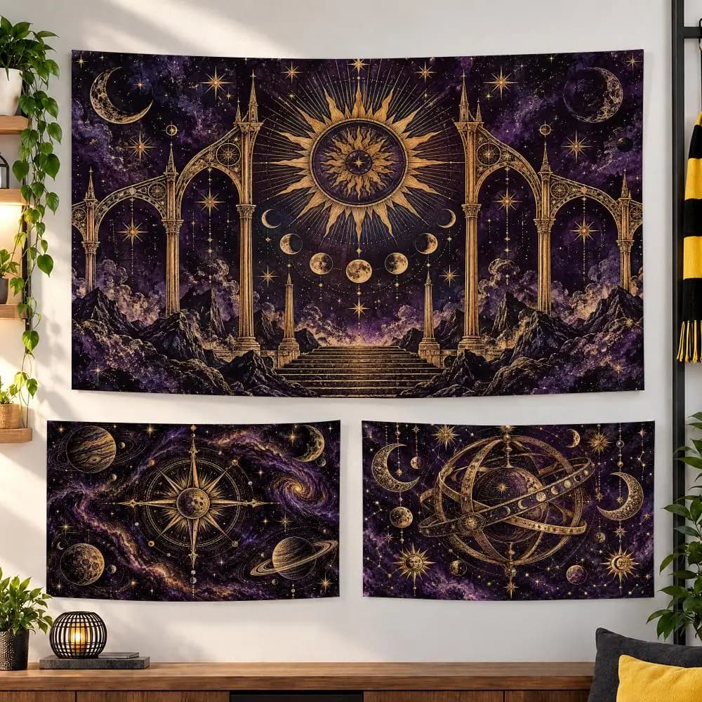 Cosmic Starry Sky Tapestry Durable Soft Microfiber Horizontal Wall Hanging Decor For Bedroom Patio Garden Parties