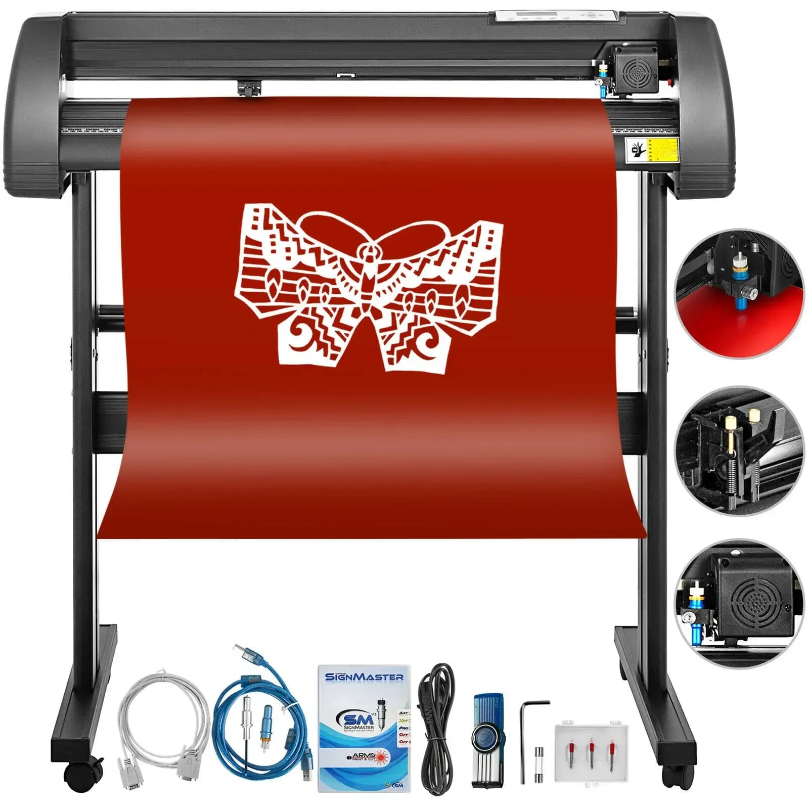 Plotter da taglio per vinile che taglia adesivi per cartelli da 34 pollici che producono software di stampa 3 lame USB