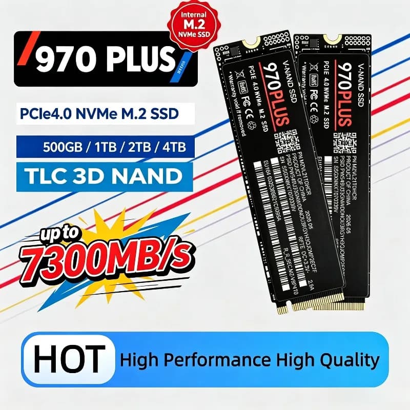 970 PLUS SSD PCIe Gen4.0 X4 TLC 3D NAND 7300MB/s 500GB 1TB 2TB 4TB Internal M.2 NVMe 2280 Gaming Drive For PS5 PC Laptop