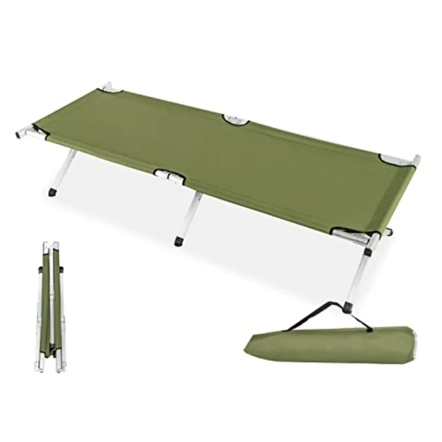 Lettino da campeggio pieghevole portatile per esterni con borsa per il trasporto, verde