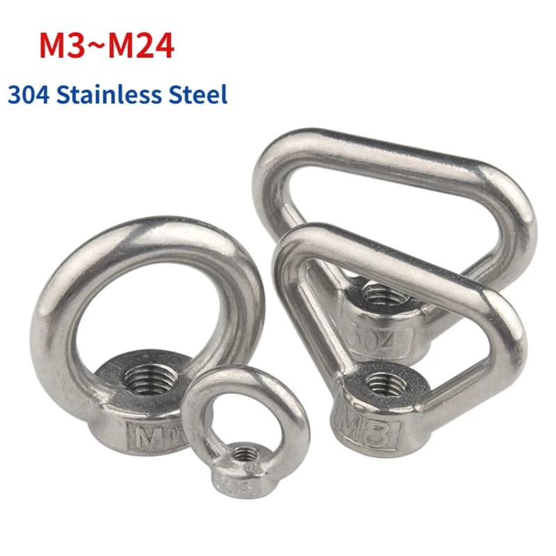 M3-M24 304 Stainless Steel Circle / Triangle Eye Nut Marine Lifting Eye Nut Ring Nuts Loop Hole For Cable Rope Lifting