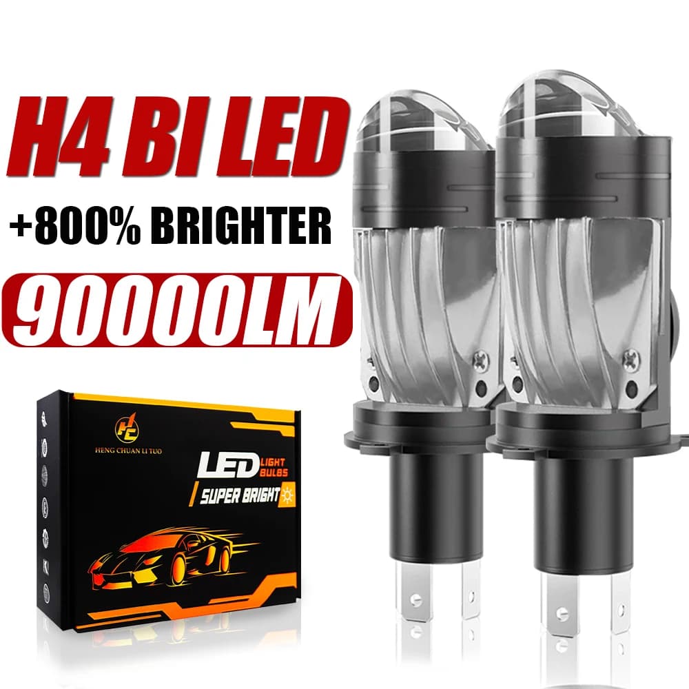 Lampadine per fari per auto a LED H4 900000LM 1000W CANBUS Turbo Lampade per auto Mini lente per proiettore H4 Lampadina alta bassa 12V 24V
