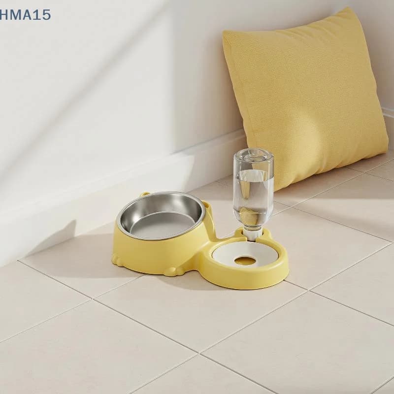 【YA】2-in-1 Pet Auto Feeder Food Bowl Water Dispenser Large Capacity No Spill for Dogs Cats Long Trip Pet Feeding Tool
