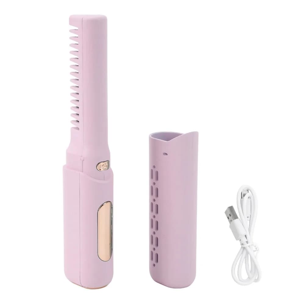 Mini Hair Plate with Adjustable Temperature, Anti-Scoating, Type-C Charging, Wireless, Straight Combs