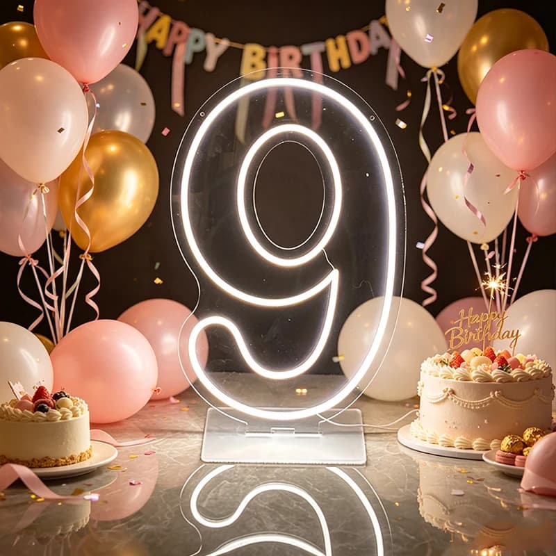 60CM Large Number Neon Sign LED Digital Neon Light Acrylic Number Lamp For Birthday Party Anniversary Event Wall Decoration