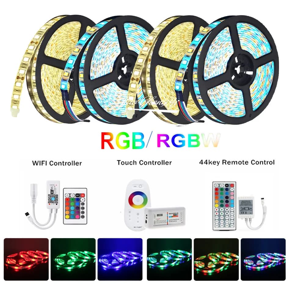 5-100M WiFi IR 2.4G Touch Telecomando + Striscia LED RGB SMD 2835 5050 RGBW RGBWW 60leds LED Strip Tape DC 12V + Alimentazione LED