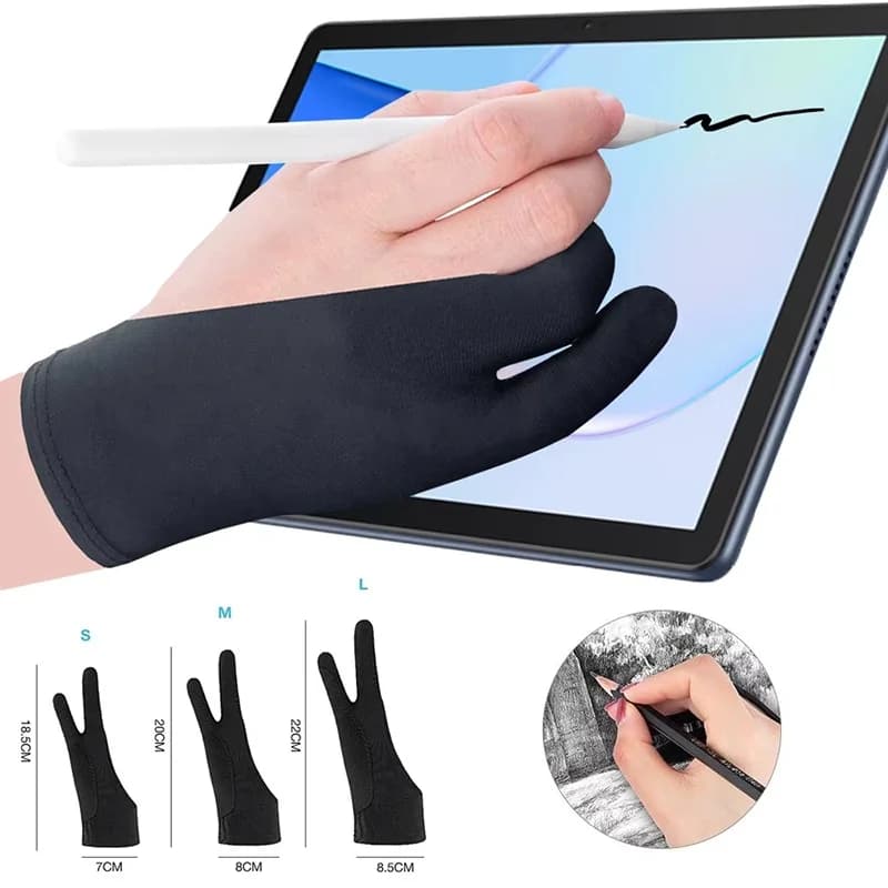 Guanti da disegno per artista grafico con guanti anti-touch a due dita Guanti da schermo per tablet anti-fouling per tablet Apple iPad Air