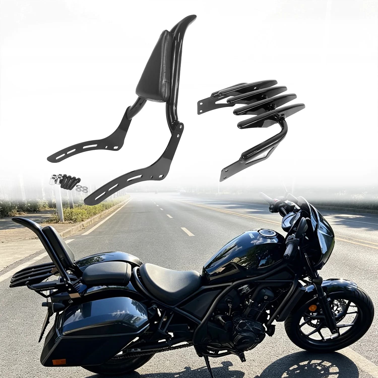 Accessori per Honda Rebel 300 500 CMX CM 300 500, Schienale Rimovibile per Moto con Portapacchi