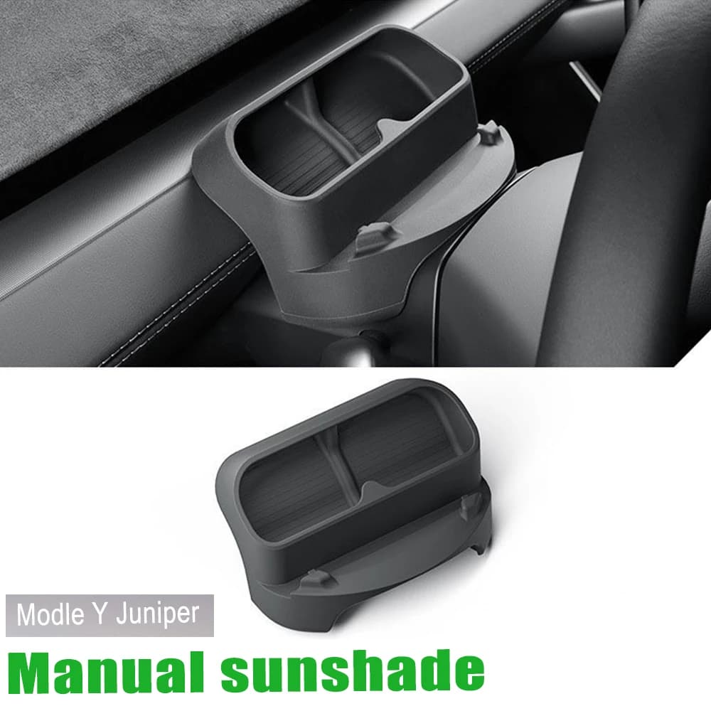 Shockproof Anti Drop 2 in 1 Holder for Tesla Model Y Juniper Behind Steering Wheel Phone Glasses Storage Box Accessory