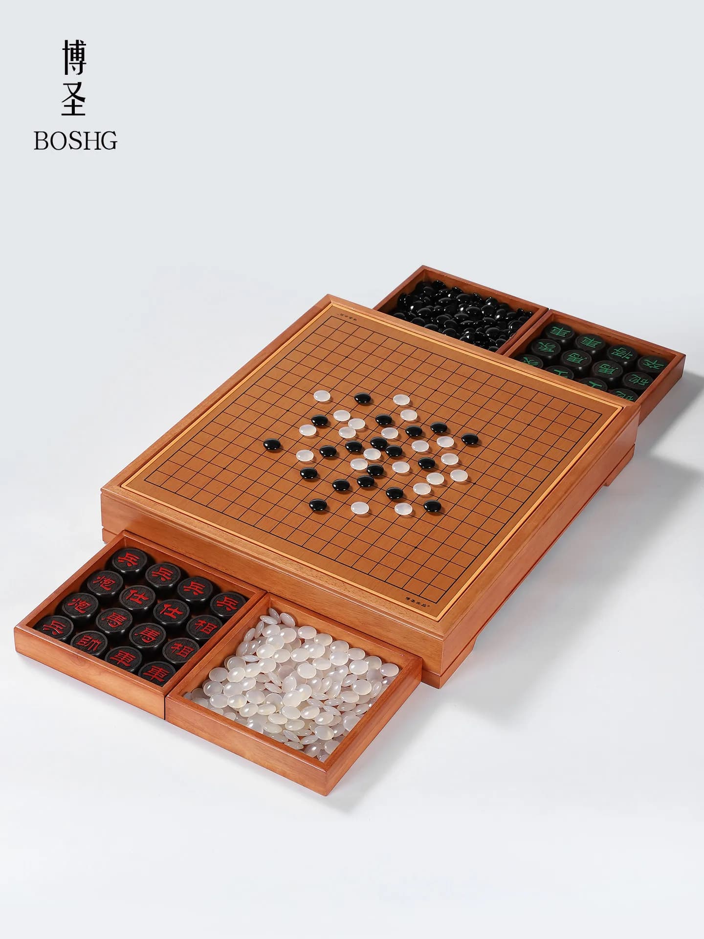 Set di scacchi Jade Go Gobang, tavolo da gioco in legno massello, due in uno, doppio uso, scacchi cinesi per adulti