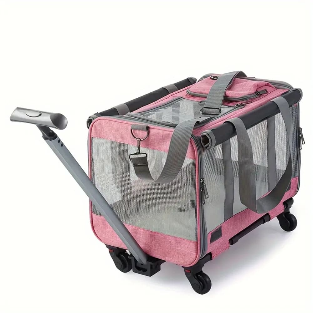 Portable Pet Stroller Carrier with Pull-Handle and Wheels Foldable Indoor Outdoor Pet Strollers Puppy Bed Cat Dog Accessories