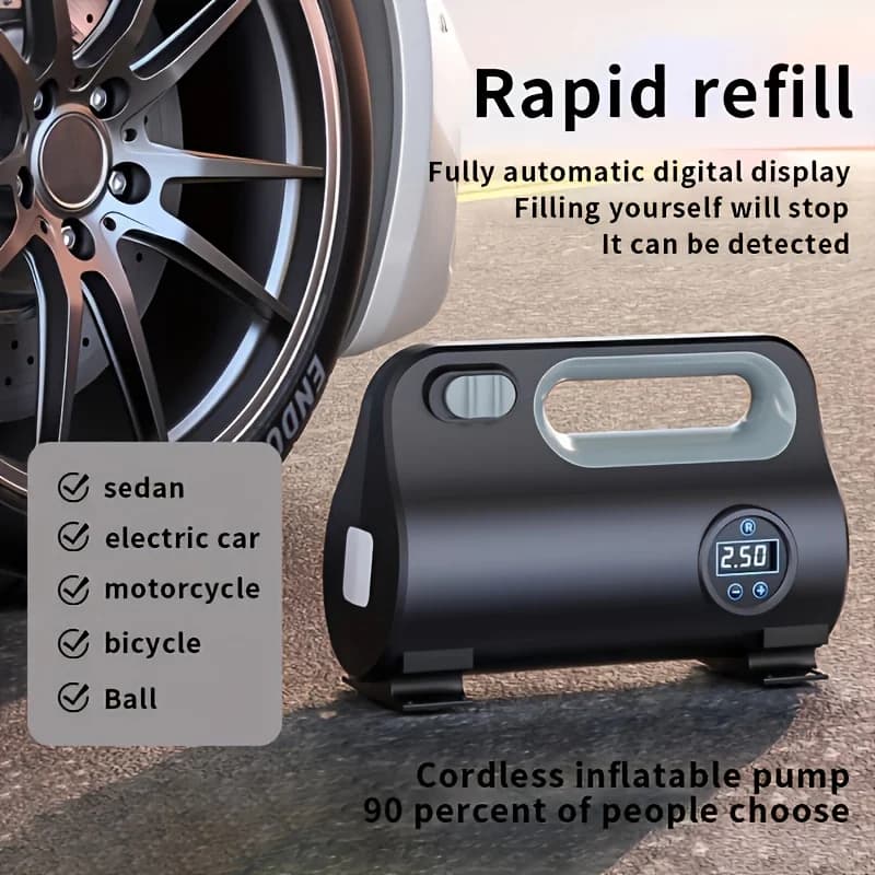 Pompa di aria elettrica per auto Gonfiatore per pneumatici Pompa di gonfiaggio digitale Lampada a LED 12V Compressore d'aria portatile per auto Moto Palla da bicicletta