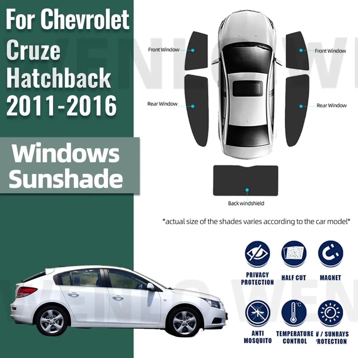 Per Chevrolet Holden Cruze Hatchback 2011-2016 Magnetico Auto Parasole Parabrezza Anteriore Telaio Tenda Lunotto Laterale Posteriore Parasole