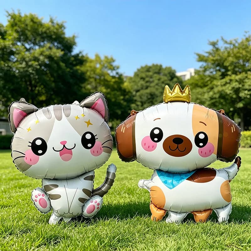 Palloncini in Foil a Forma di Gatto e Cane Cartone Animato, Palloncini Kawaii di Gattini e Cuccioli per Feste di Compleanno di Bambini e Bambine, Decorazioni per Baby Shower