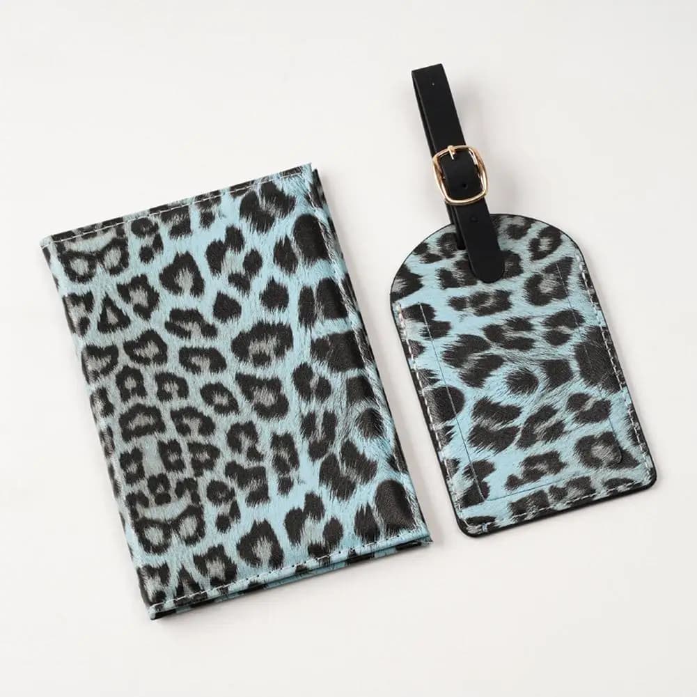 Leopard Print PU Leather Passport Cover Holder Travel Accessories Set Slim Wallet Ultra-thin Cardholder Pouch ID Card Slot