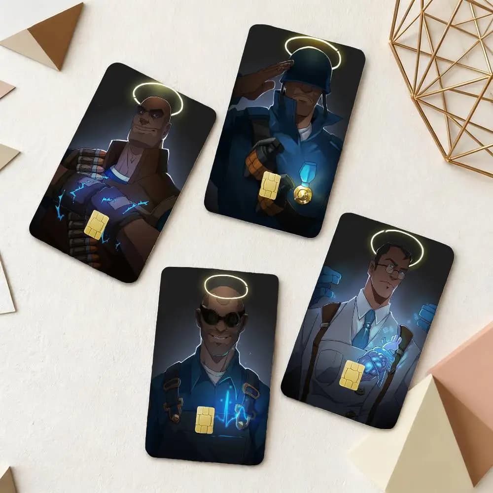 Set di 4 Adesivi per Carte da Gioco T-Teams F-Fortress-S, Piccoli, Impermeabili, Antigraffio