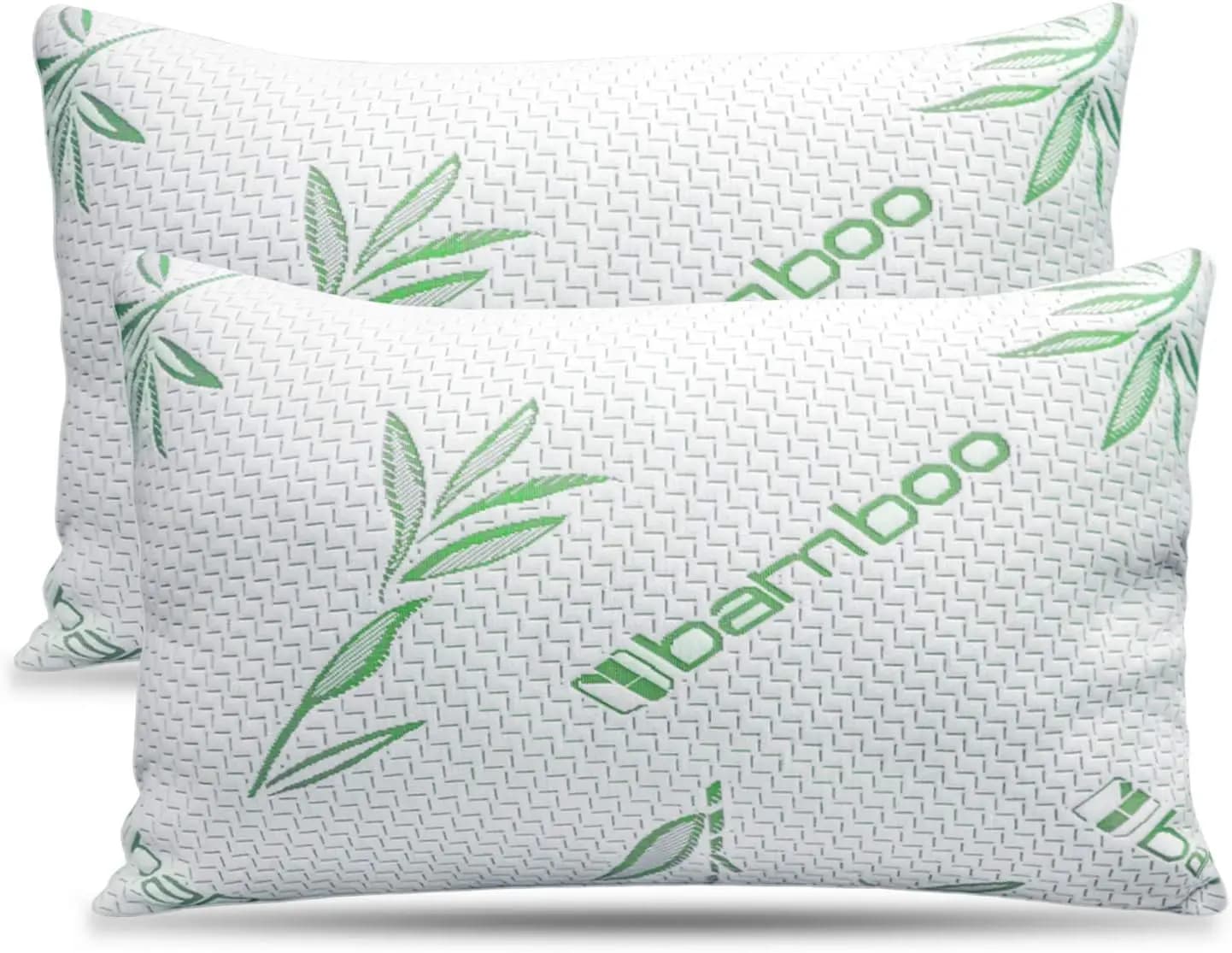 King Size Shredded Memory Foam Pillows Set of 2 for Sleeping, Cooling with Removable Cover for Back Stomach Side Sleepers