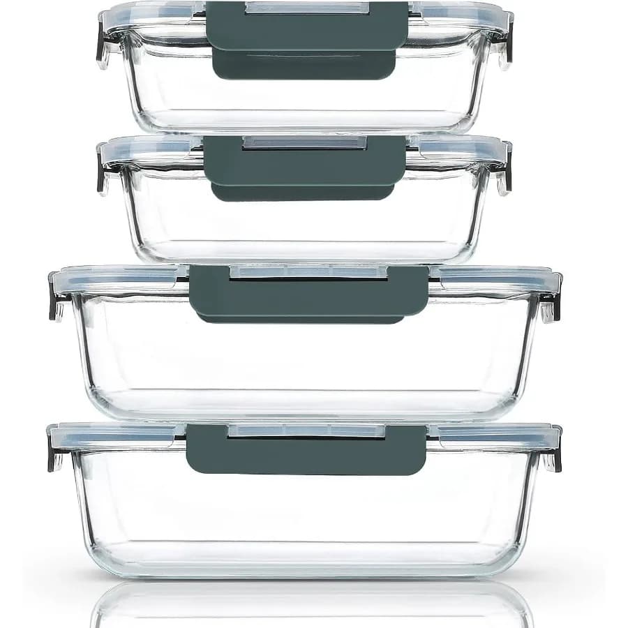 Set di Contenitori in Vetro Extra Large per Alimenti e Cottura, 2 Pezzi da 80 oz e 36 oz, Ermetici con Coperchi, Adatti per Microonde, Forno, Congelatore e Lavastoviglie