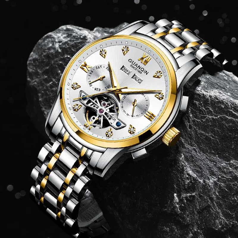 GUANQIN Orologio meccanico automatico da uomo di lusso Quadrante multifunzionale Business Leisure 50M Orologi luminosi impermeabili per uomo