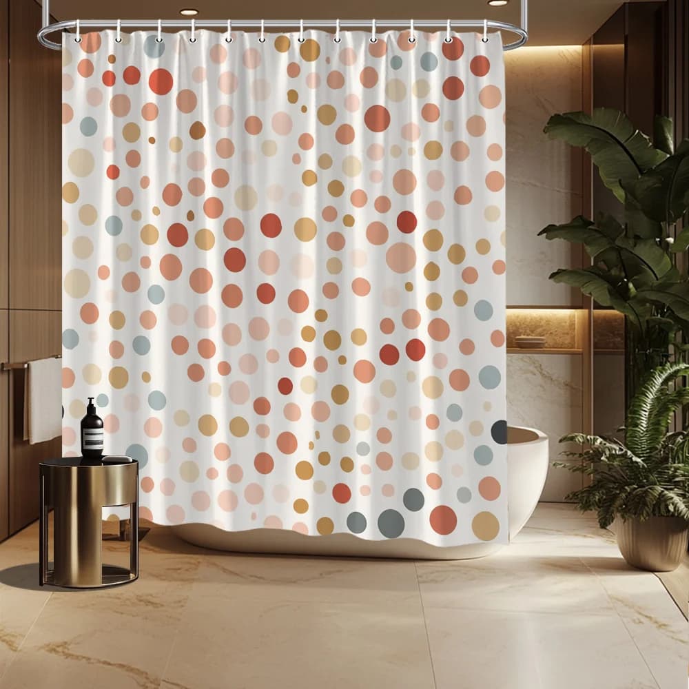Tenda da doccia con pastelli morbidi astratti - Cerchi rosa, pesca, beige e grigi macinati su crema, resistente allo sbiadimento, arredamento moderno per il bagno
