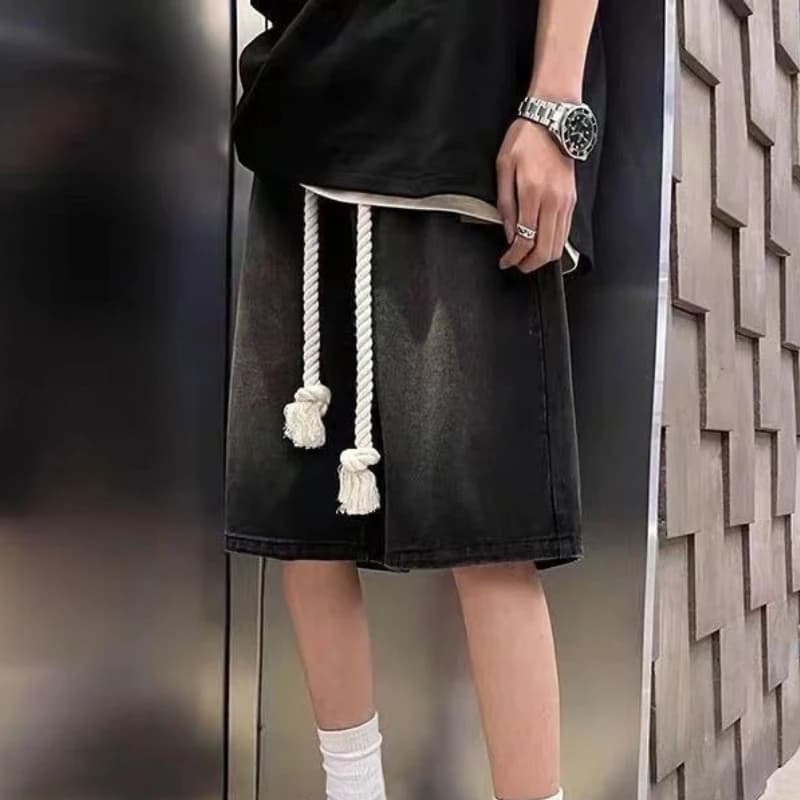 Men's Short Trousers Wide & Straight Trend 2025 Men's Shorts of Men's Slim Design Vintage Y2k Fashion Retro Cowboy