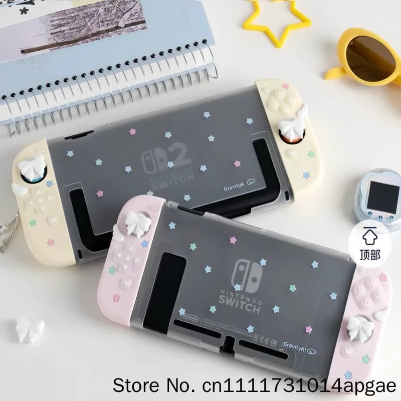 Ns2 Shell Original Protective Case For Switch 2 Oled Ns Star Bow Wing Soft Silicone Joy Con Controller Cover Game Accessory Toys